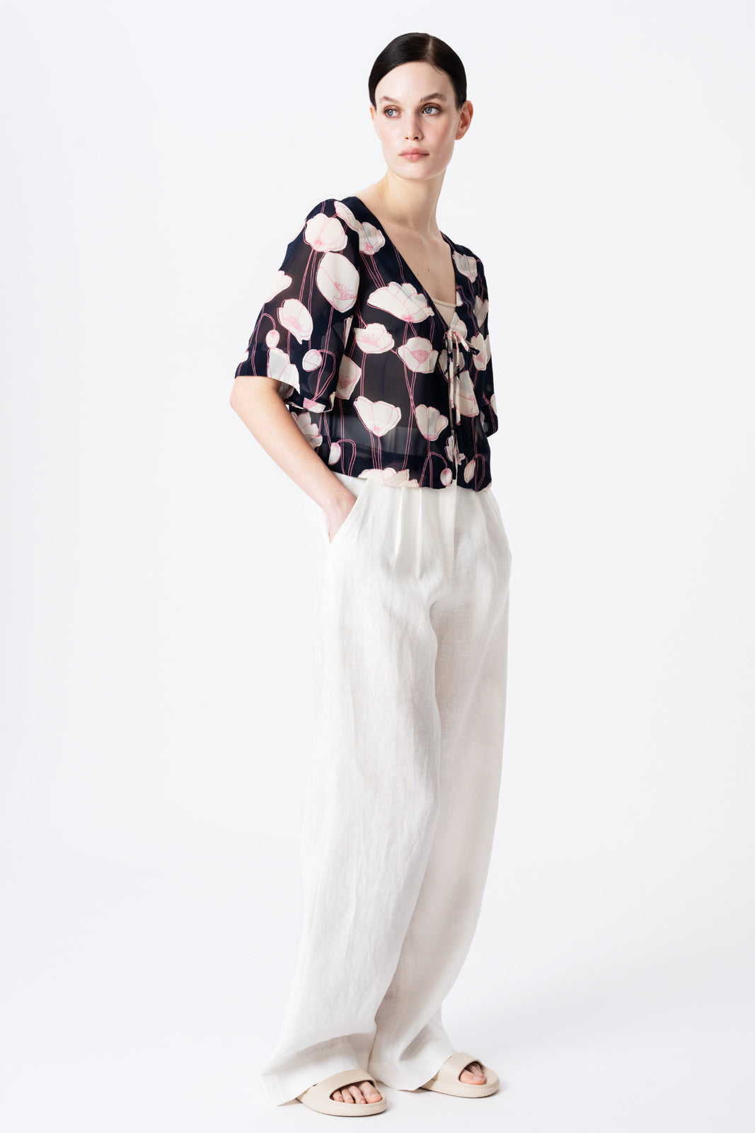 cropped chiffon
