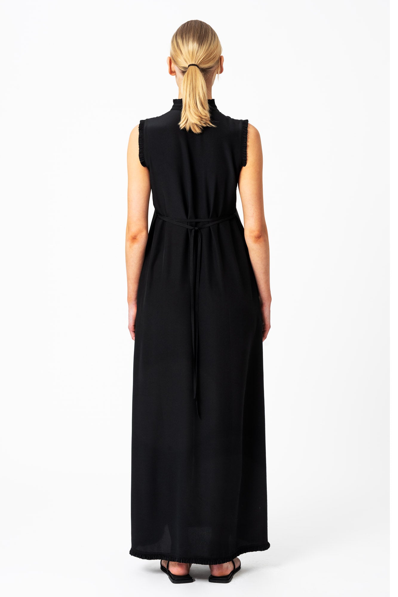 Lace Maxi Silk Dress Black